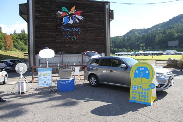 村民運動会電気自動車展示の様子