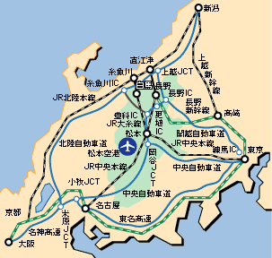 白馬村の位置画像