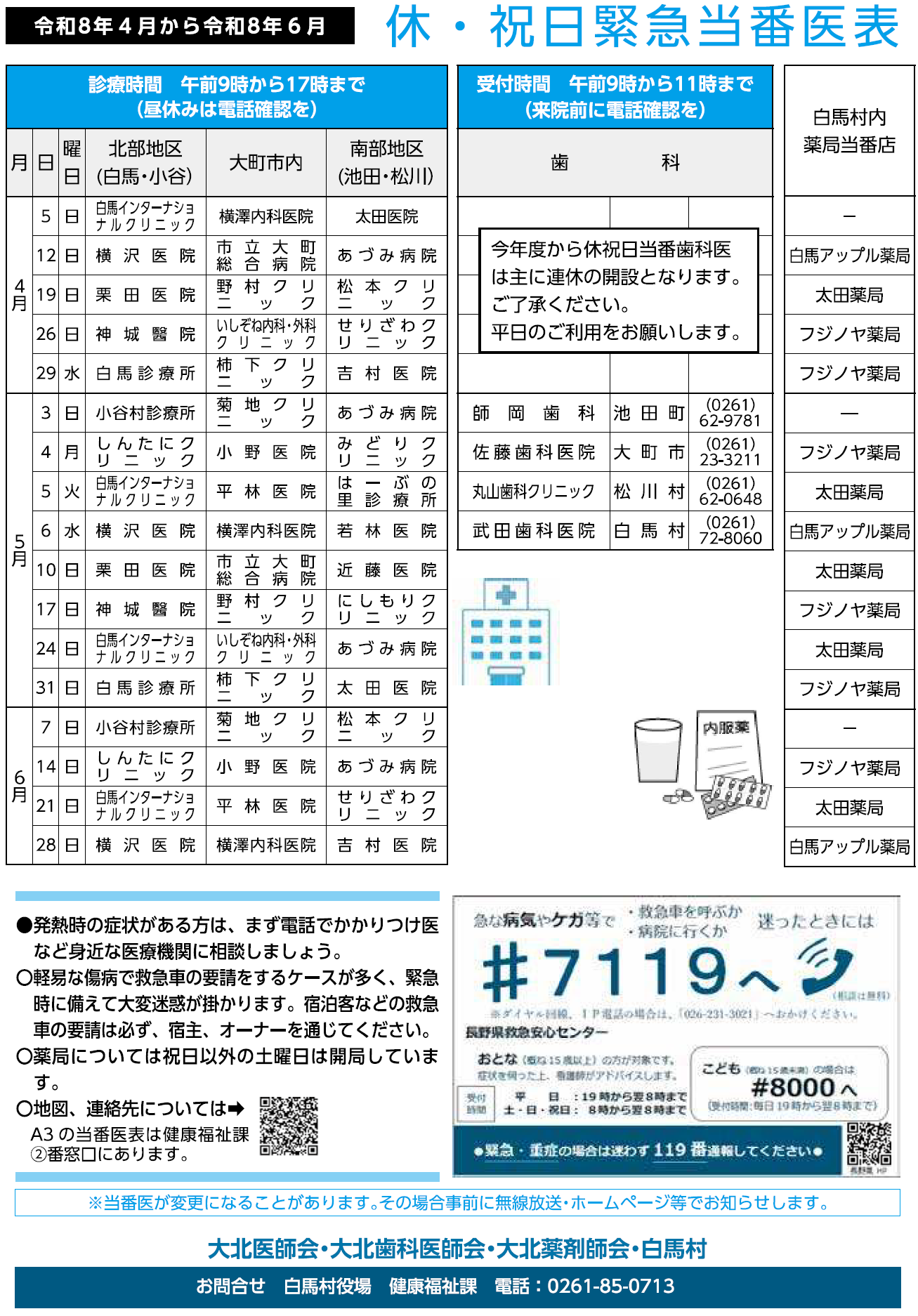 休祝日当番医表