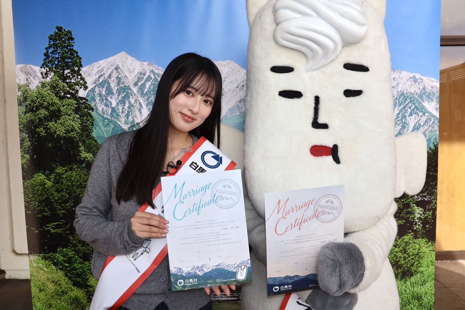 白馬村観光大使でタレントの国本梨紗さん 白馬村一日村長