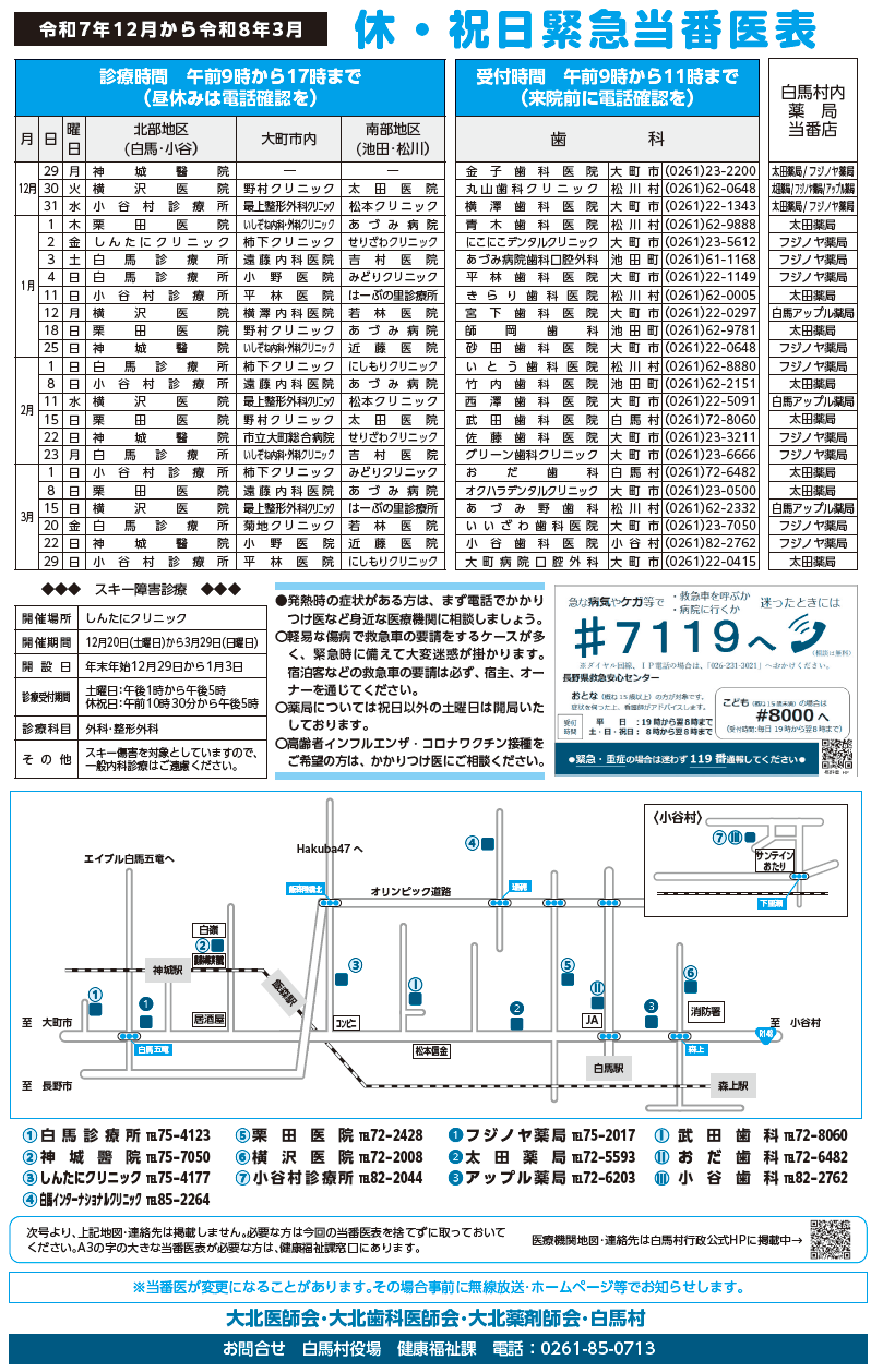 休祝日当番医表
