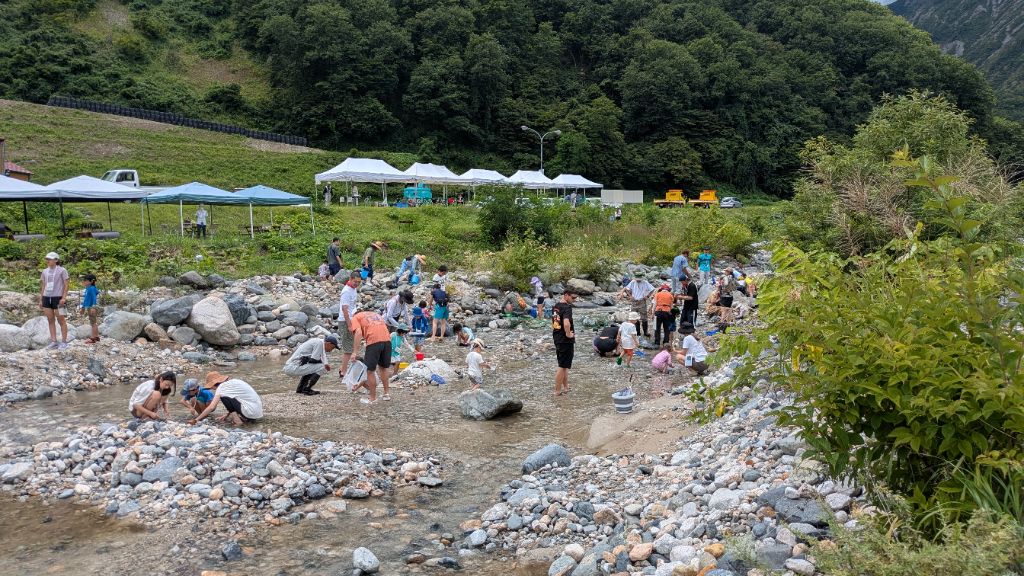 川の生き物の観察会